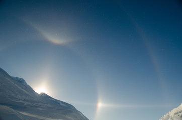 Sun dogs and Halo. Antarctica