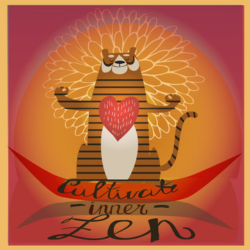 cartoon zen animal in yoga pose