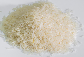 Jasmin rice on a pile on white background