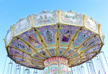 Colorful funfair swing ride