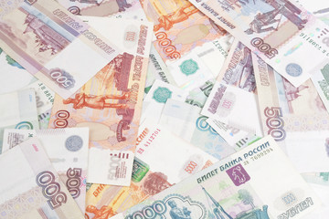 Fototapeta na wymiar Lying money rubles background