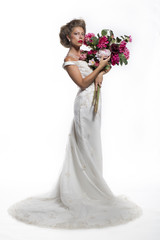 Bride with a bunch of flowers