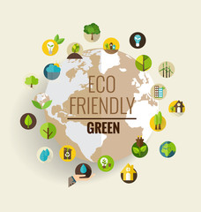 Fototapeta premium Modern globe with Ecological Icons. Vector illustration.