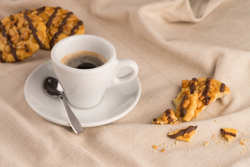 White coffee cup with coffee