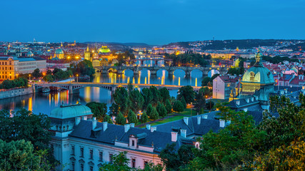 Fototapeta na wymiar Panorama of Prague city skyline - Czech Republic