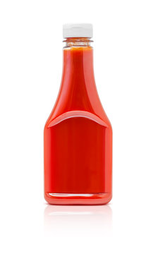 bottle of tomato sauce ketchup isolated on white background