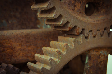 Close up old gear in machine