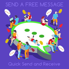 Naklejka premium Free Chat Set People Isometric