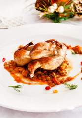 quail with lentil