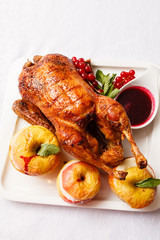 Garnished roasted turkey