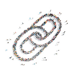 people shape chain cartoon