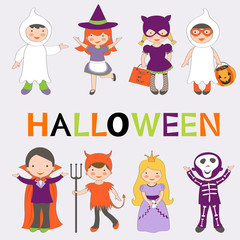 Cute colorful Halloween kids set