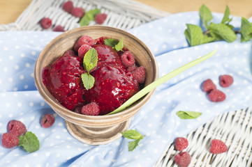 Homemade raspberry sorbet