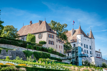Fototapeta na wymiar Nyon, château et lac Léman