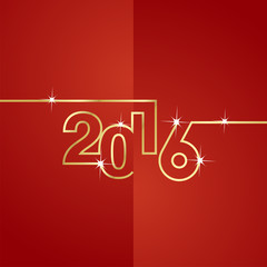 Gold line 2016 red background vector