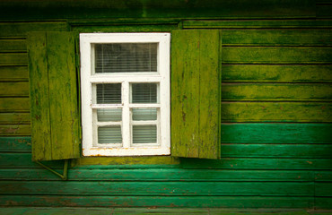 Old vintage open wooden window