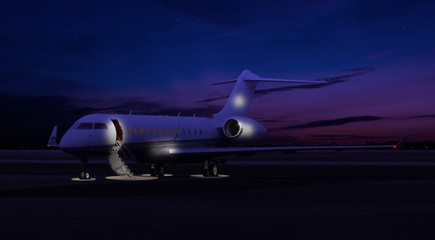 Fototapeta premium Private jet sitting at the tarmac