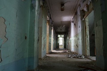 The ruins of the sanatorium. Сorridor