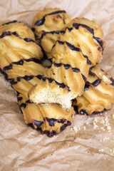 cookies with chocolate on baking paper