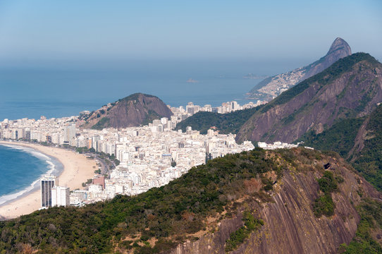 View of the Copacabana Beach from the Sugarloaf Mountain