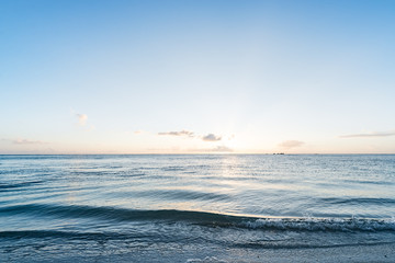 Fototapeta premium Sunset, sunlight, sea. Okinawa, Japan, Asia.