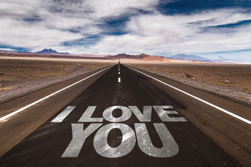 I Love You written on desert road