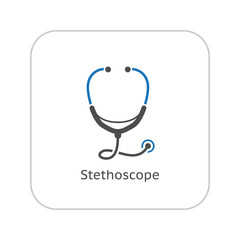 Stethoscope and Medical Services Icon. Flat Design.