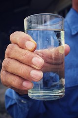 Drink water with hand