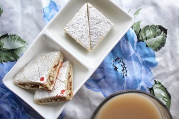 Indian desserts with milk tea
