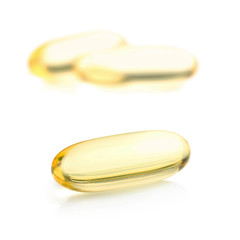 Omega 3 capsules from Fish Oil on white background