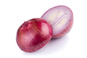 Red onion  on white background