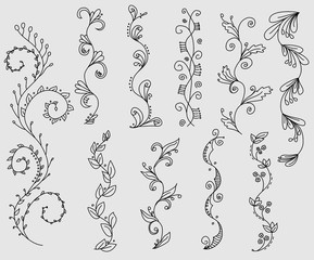 Set of hand drawn swirly vines