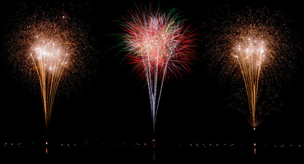 Fototapeta na wymiar New Year or any national event with multi-colored fireworks