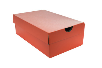 Orange colour cardboard Box isolated on a White background