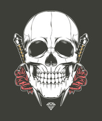 Skull Rose And Dagger