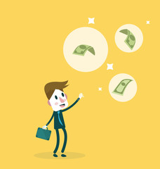 Businessman seeing business opportunity on the air. flat design