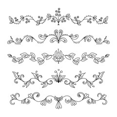 Set of hand drawn vector swirly divider