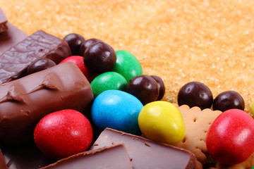 A lot of sweets and cane brown sugar, unhealthy food