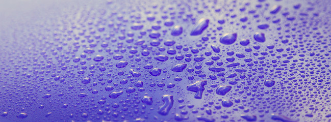 Drops of water on blue floor