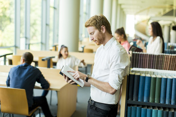 Young man in the library