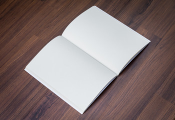 Blank catalog, magazines,book mock up on wood background