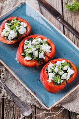 Sliced tomatoes with mozzarella and Basil