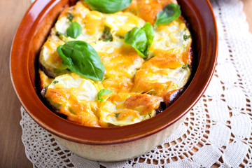 Courgette and eggplant cheese bake