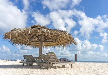 Beach umbrella at Mabul Island, Sabah Malaysia.