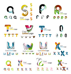 Set of colorful abstract letter corporate logos created with
