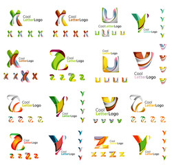 Set of colorful abstract letter corporate logos created with