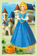 Obraz na płótnie Canvas Cartoon scene - princess - illustration