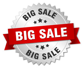 big sale 3d silver badge with red ribbon