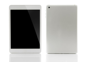 tablet computer front and rear isolated on white background