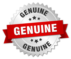 genuine 3d silver badge with red ribbon